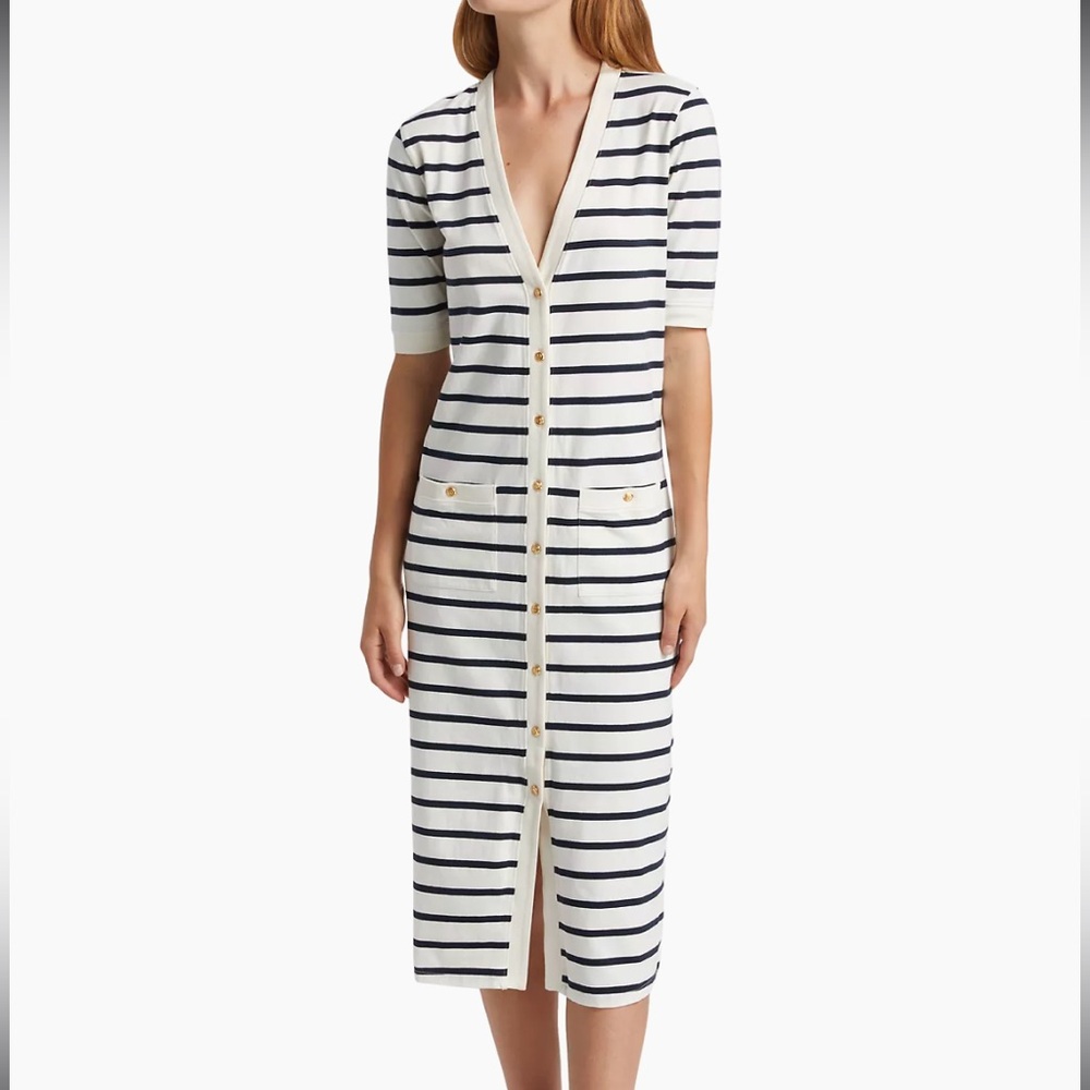 Frame Denim Navy and White Striped Dress